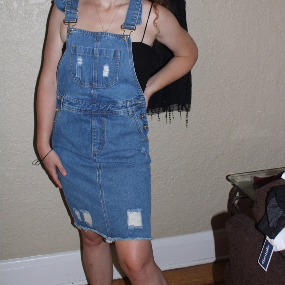 Distressed Denim Overall dress
